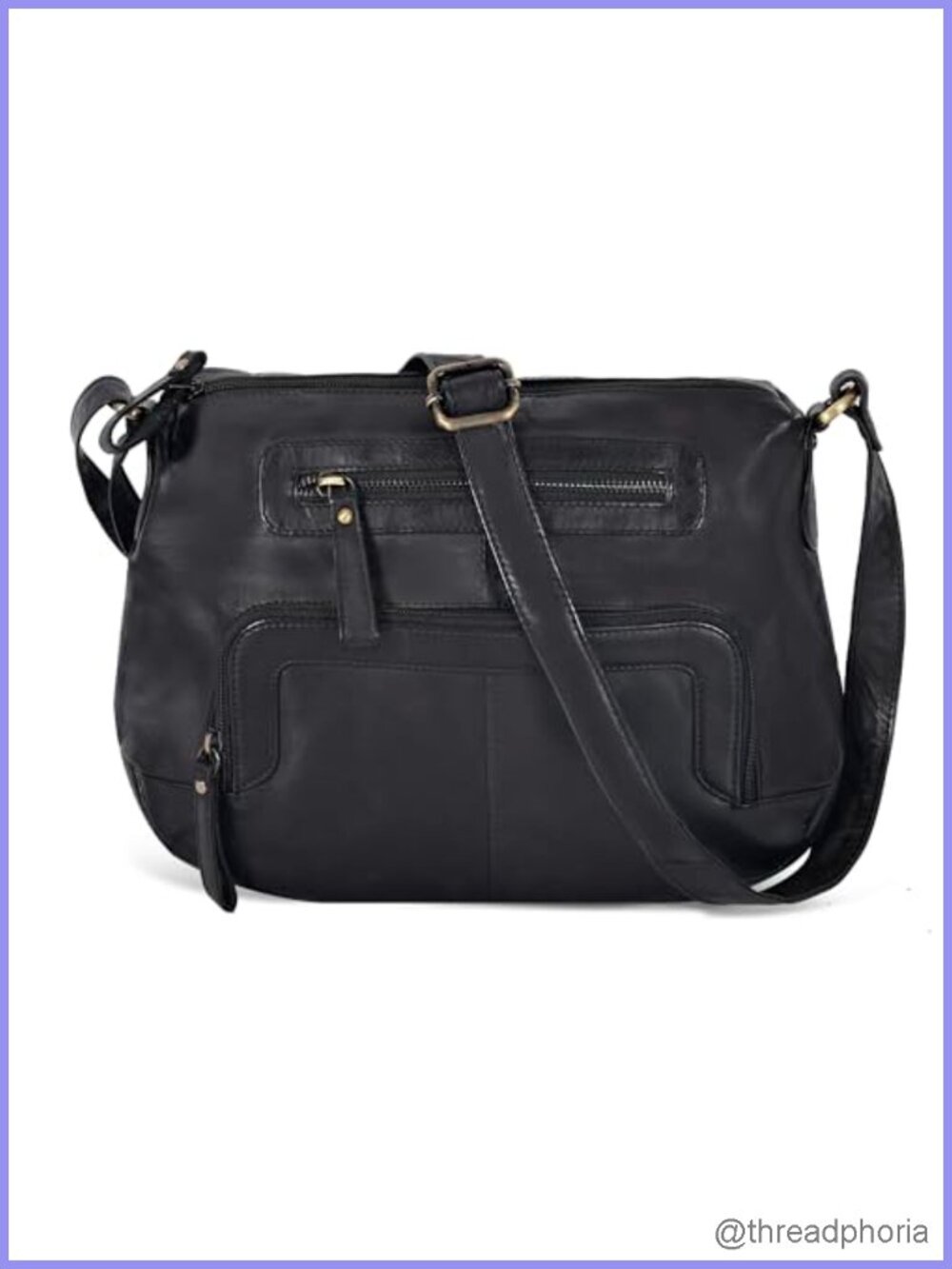 Genuine Leather Crossbody Bag - Adjustable Strap Sling Purse